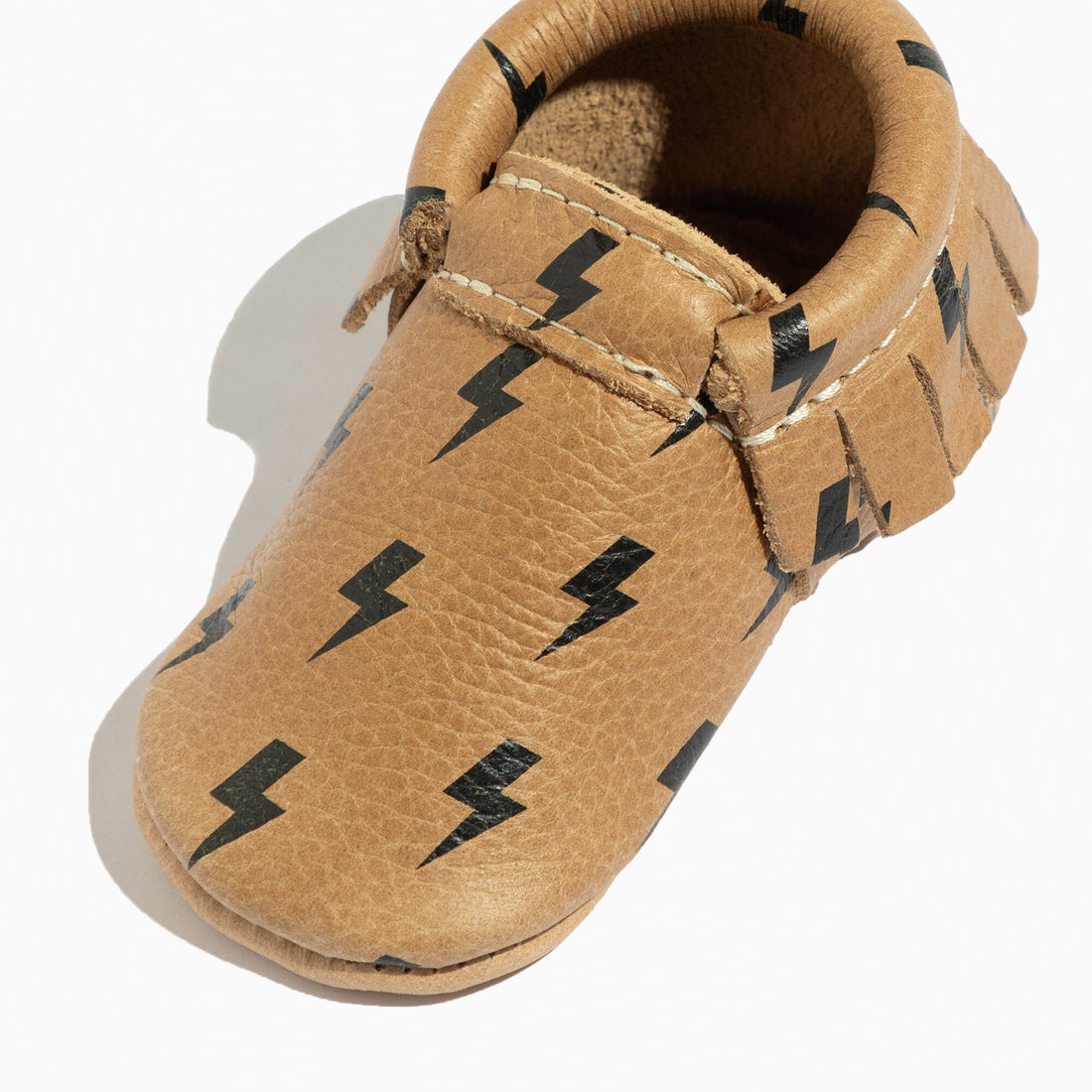 Weathered Brown Lightning Moccasin Baby Shoe - Norani Baby