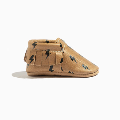 Weathered Brown Lightning Moccasin Baby Shoe - Norani Baby
