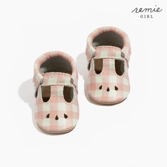 Melon Gingham Mary Jane Baby Shoe - Norani Baby