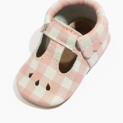 Melon Gingham Mary Jane Baby Shoe - Norani Baby