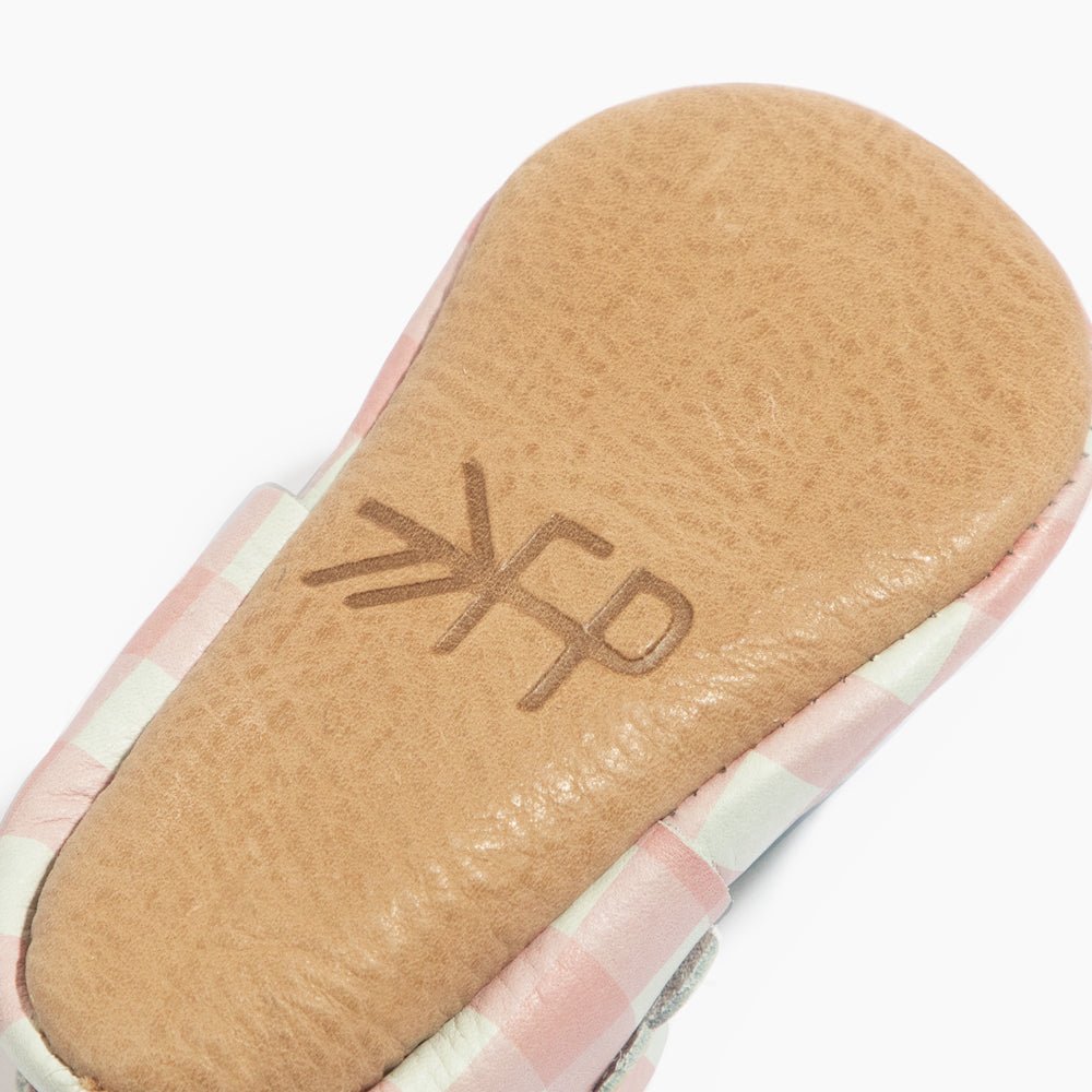 Melon Gingham Mary Jane Baby Shoe - Norani Baby