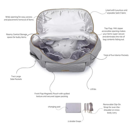 Signature Diaper Bag Stone Grey - Norani Baby