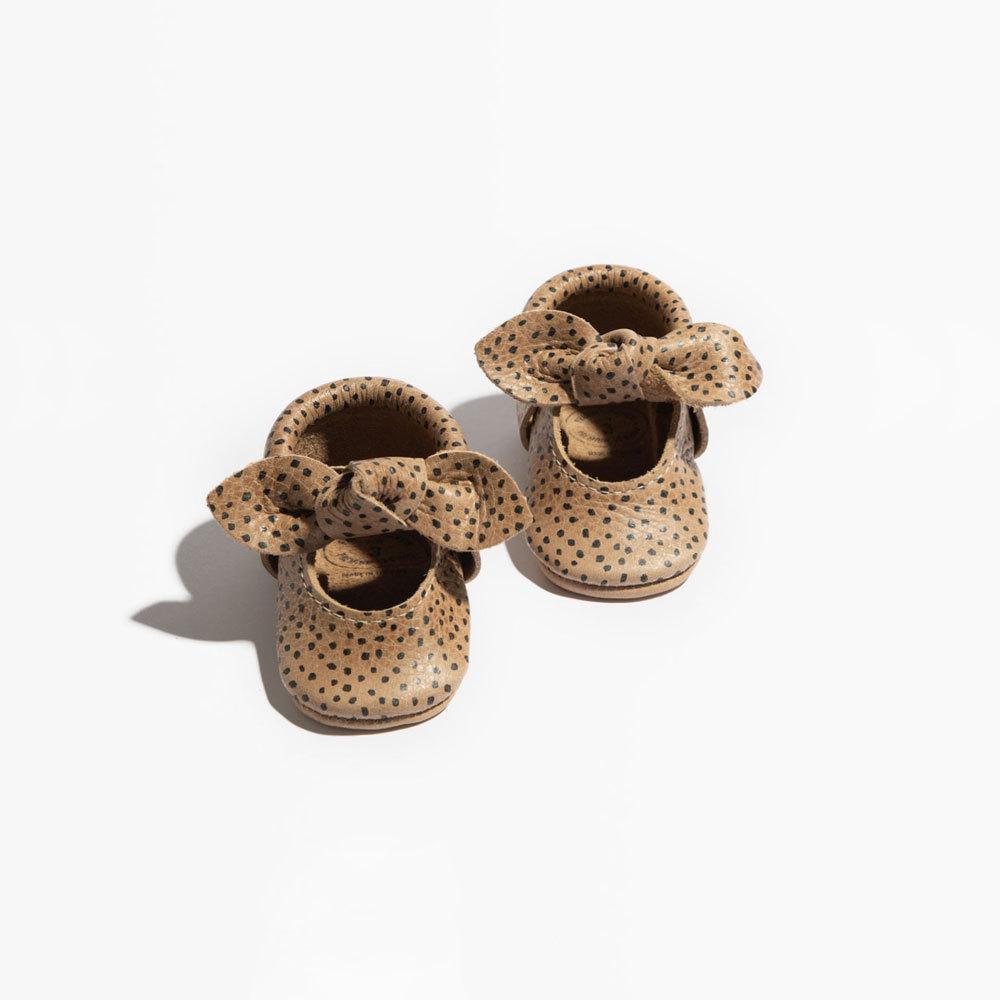 Newborn Almond Speckles Knotted Bow Baby Shoe - Norani Baby