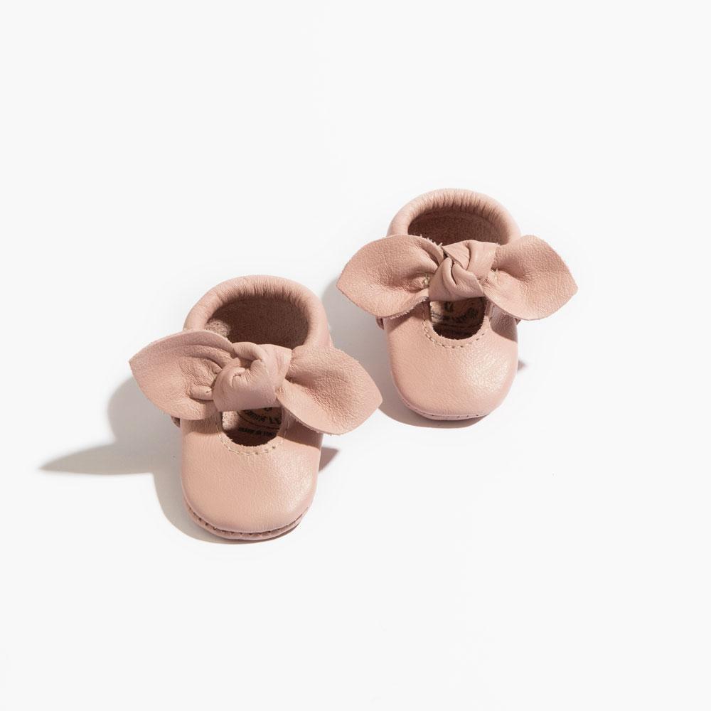 Newborn Blush Knotted Bow Baby Shoe - Norani Baby