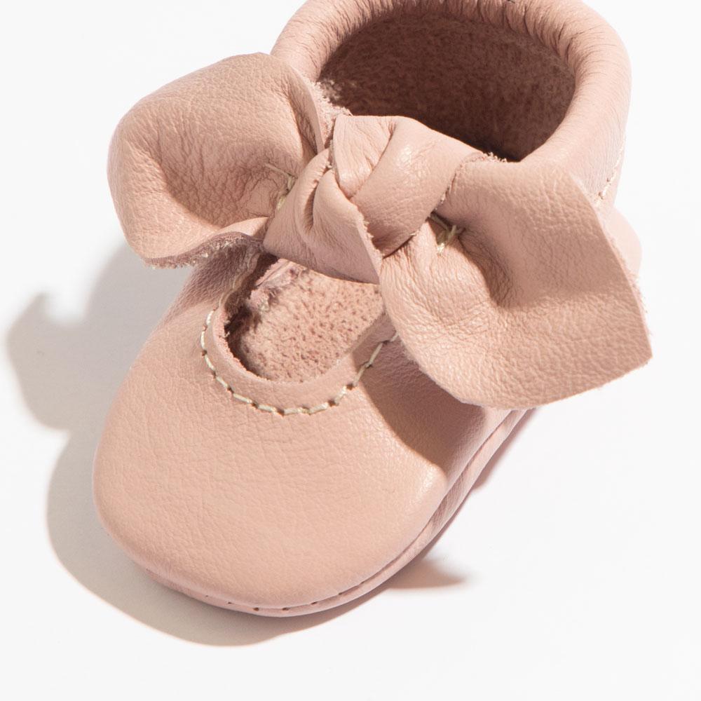 Newborn Blush Knotted Bow Baby Shoe - Norani Baby