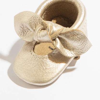 Newborn Platinum Knotted Bow Baby Shoe - Norani Baby