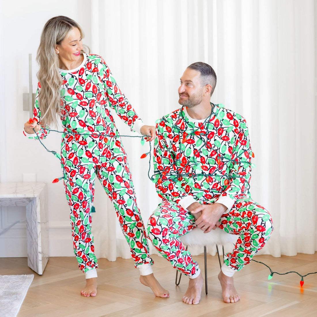 Norani Organic Adult Men's Pajamas - Holiday Lights