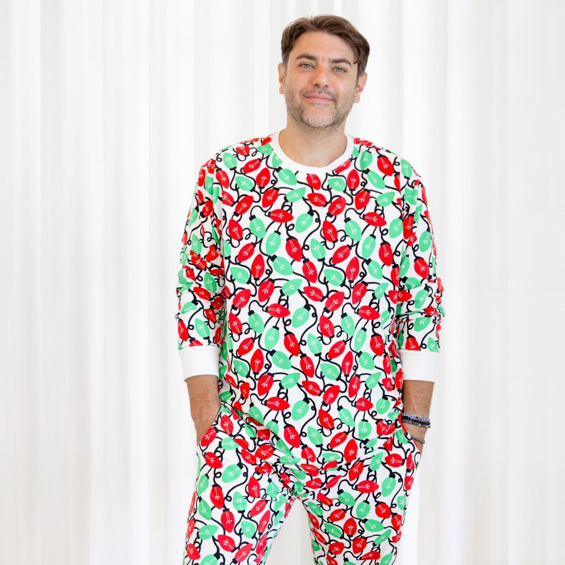 Norani Organic Adult Men's Pajamas - Holiday Lights