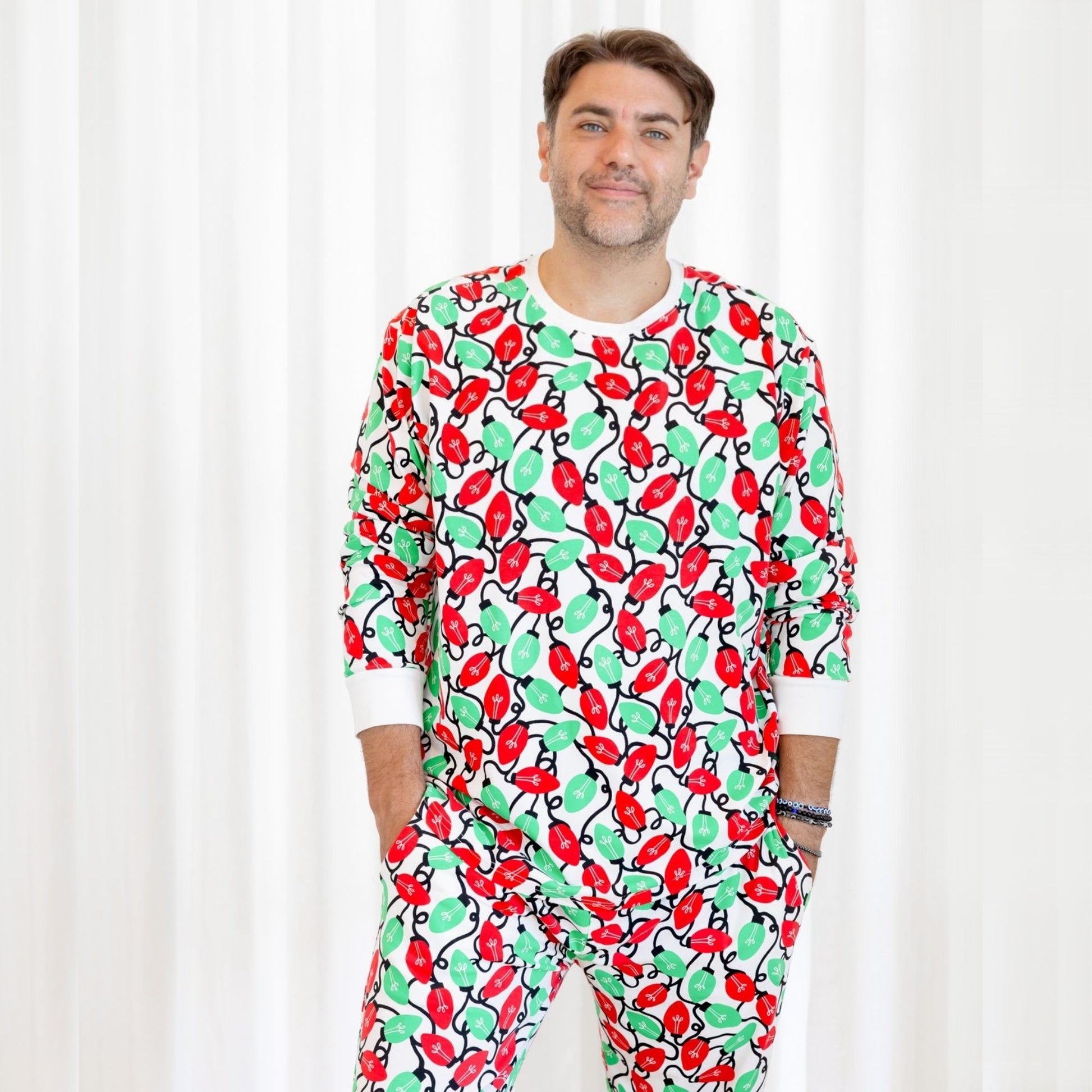 Norani Organic Adult Men's Pajamas - Holiday Lights