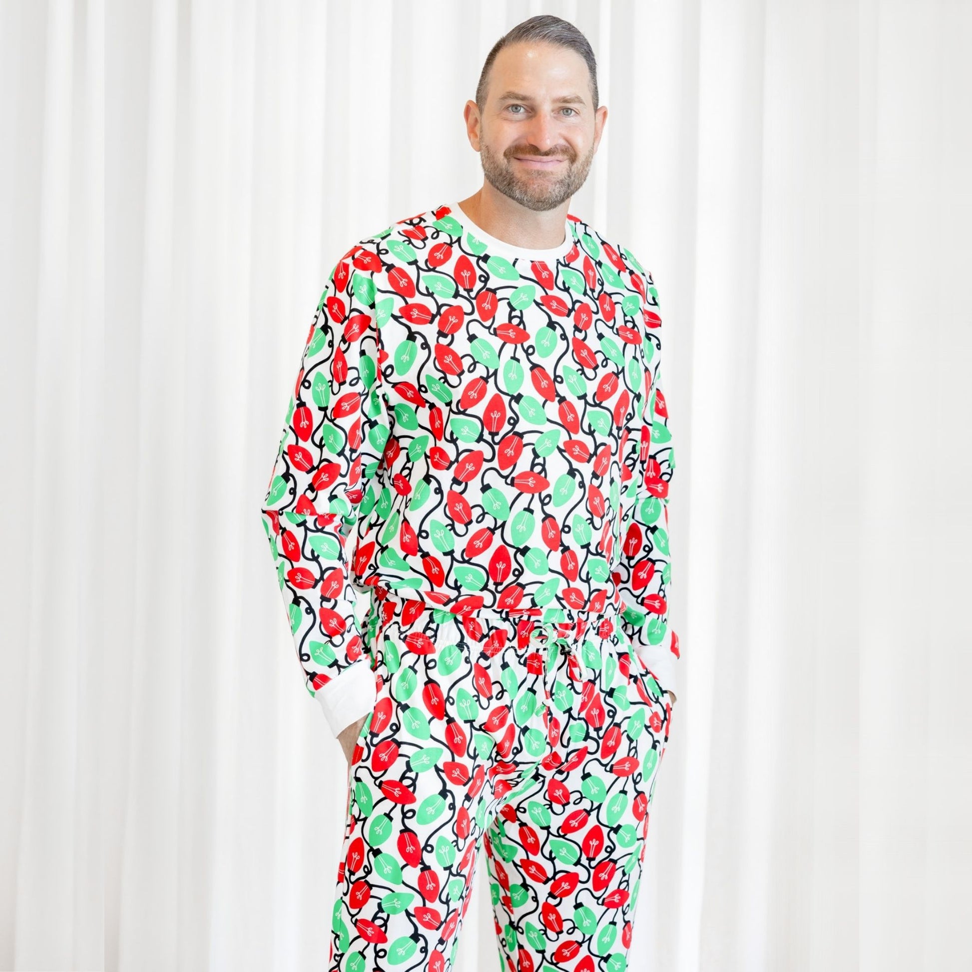 Norani Organic Adult Men's Pajamas - Holiday Lights