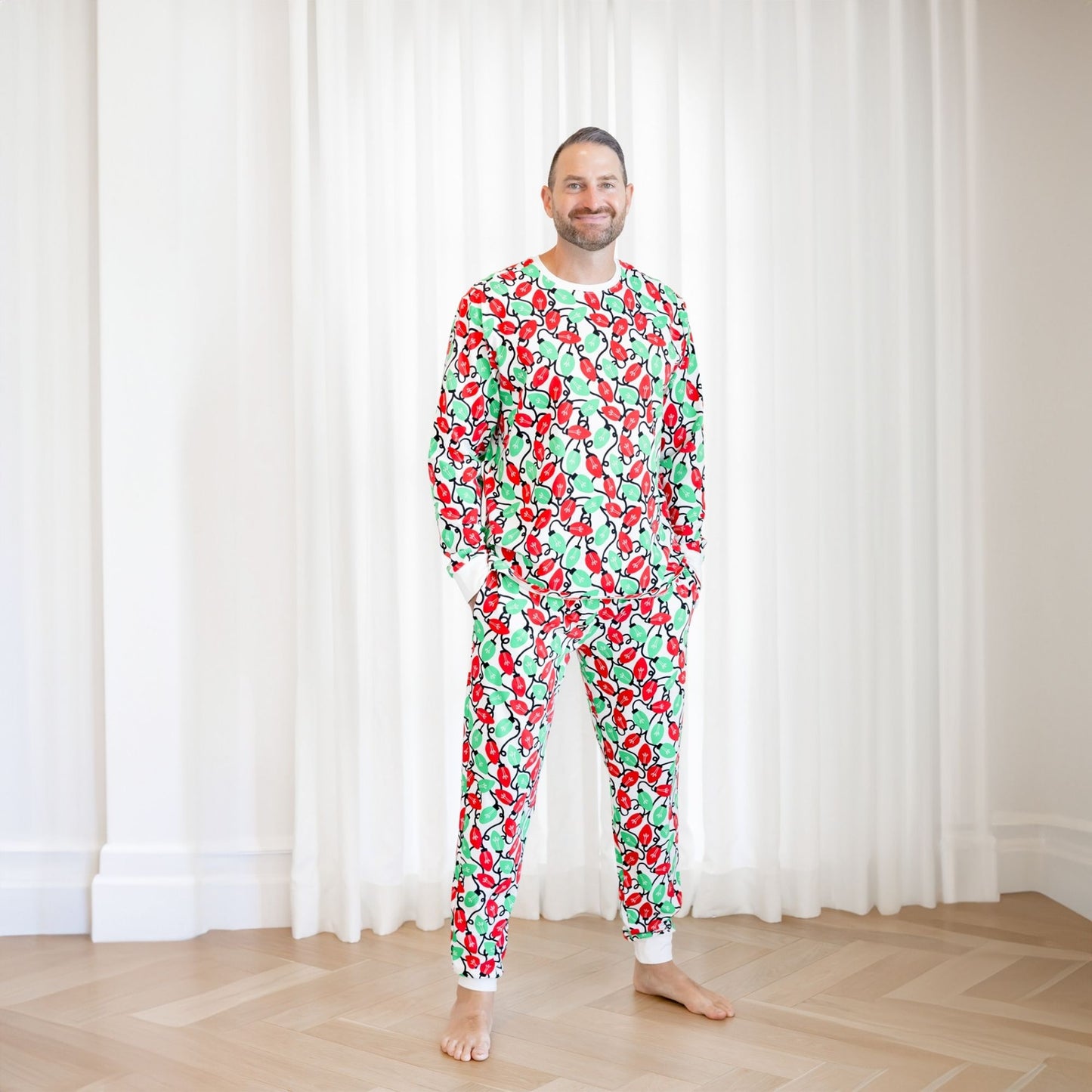 Norani Organic Adult Men's Pajamas - Holiday Lights