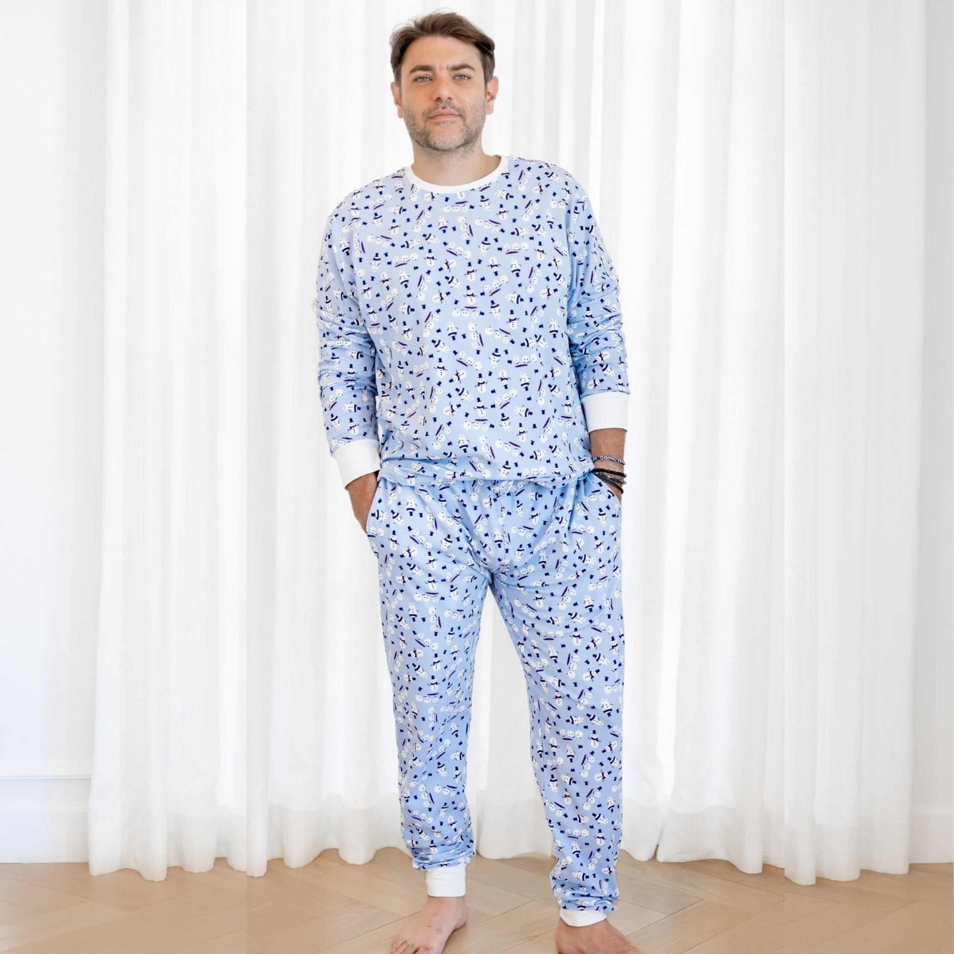 norani Organic Adult Men's Pajamas - Holiday Snowmen