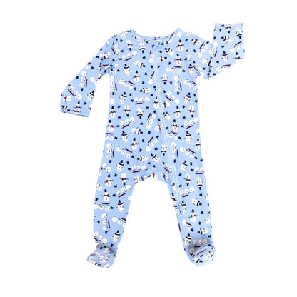 Norani Baby Organic Footie - Holiday Snowman in Blue