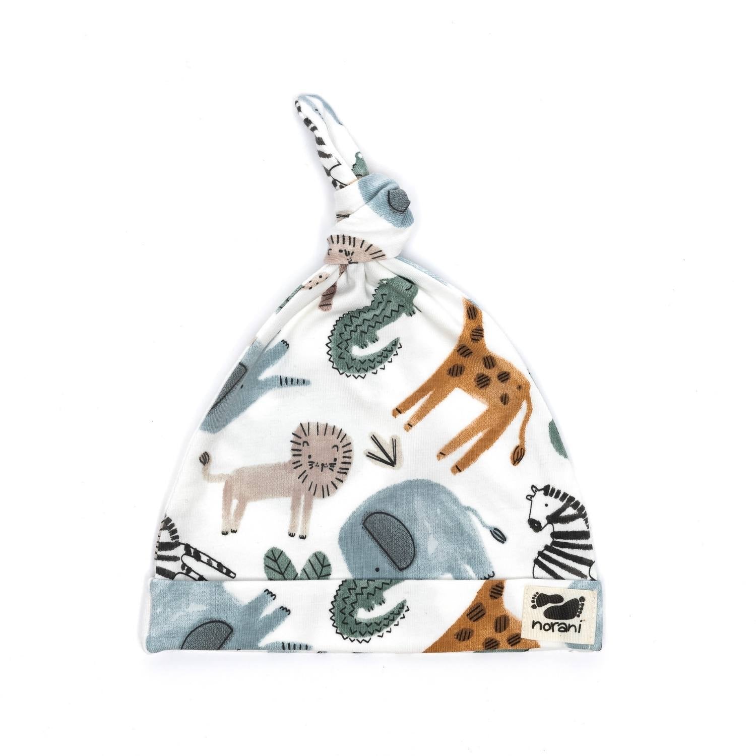 Norani Baby Baby Beanie - safari animals