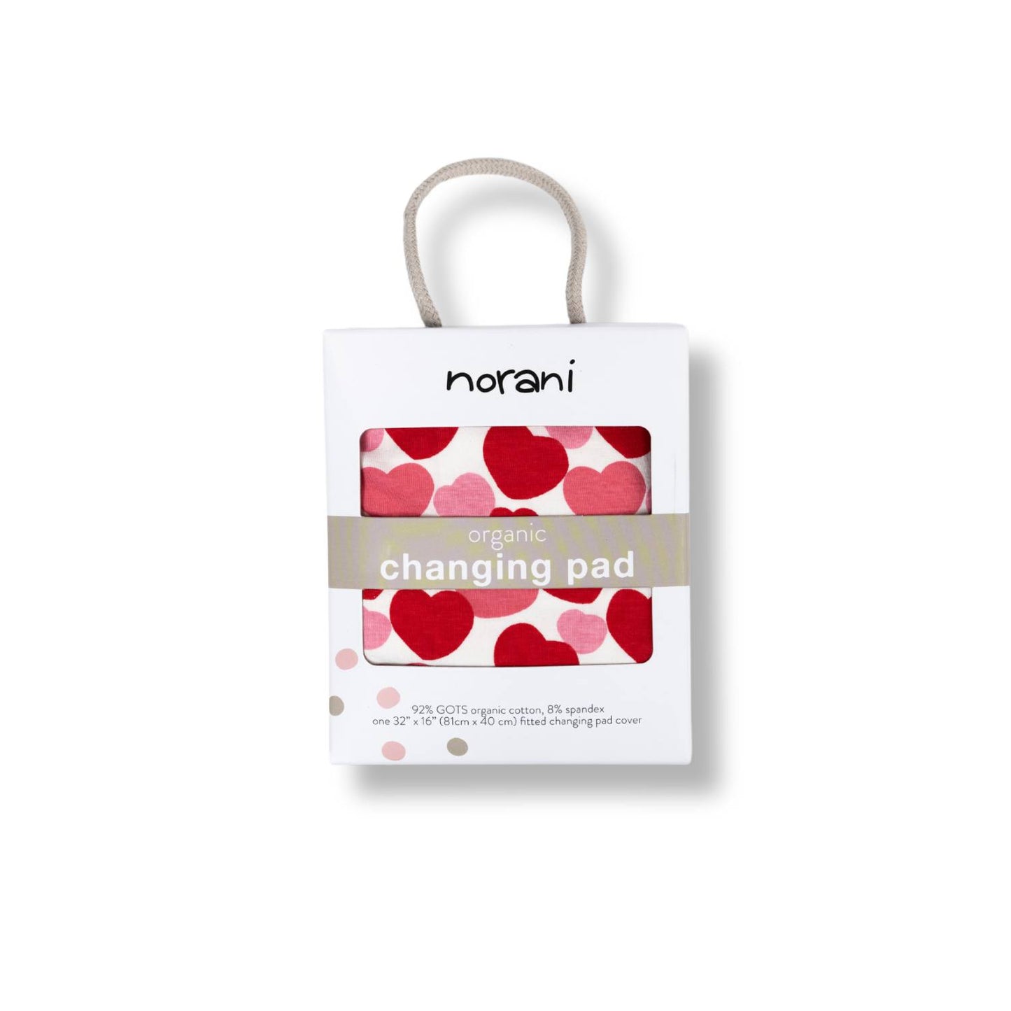 Norani Baby Changing Pad Cover- Red & Pink Hearts