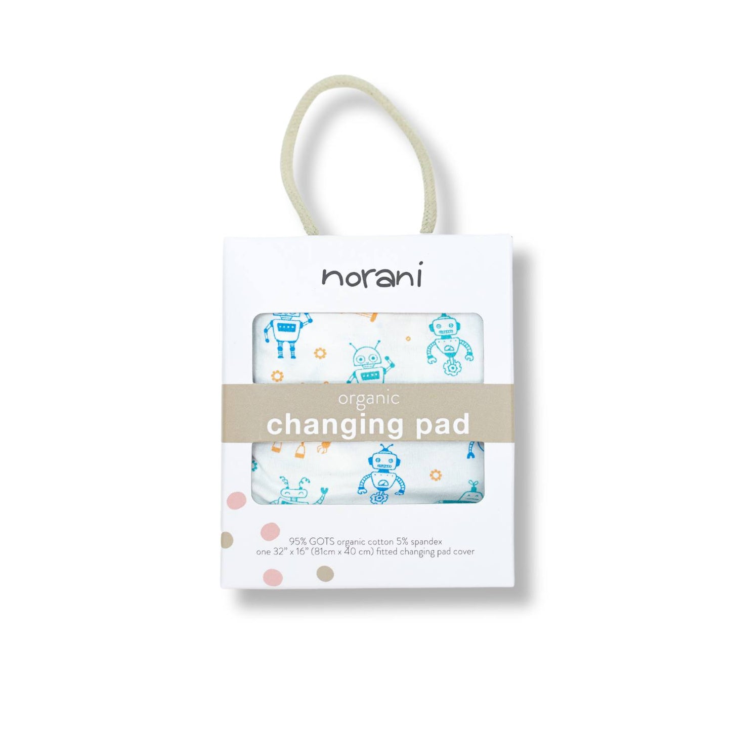 Norani Baby Changing Pad Cover- Blue and Green Robots