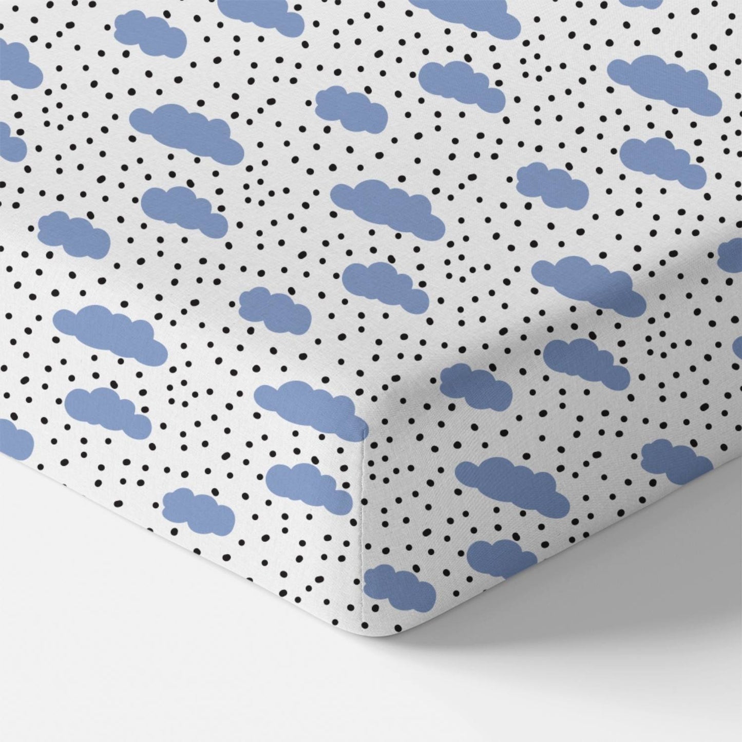 Norani Baby Crib Sheet- Black and Blue Clouds