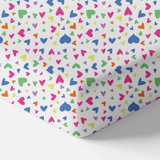 Norani Baby Crib Sheet- Colorful Hearts