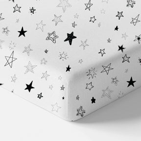 Norani Baby Crib Sheet- Black and White Stars
