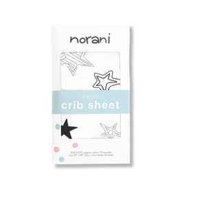 Norani Baby Crib Sheet- Black and White Stars