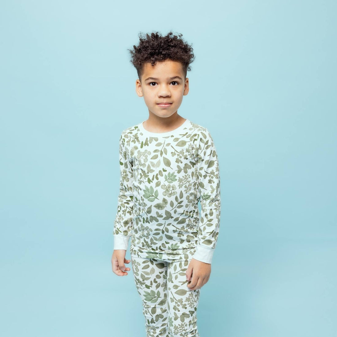 Norani Baby Super Soft Organic Kids Pajamas Green Leaves