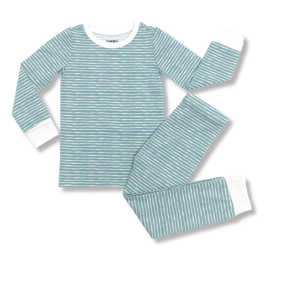  Norani Baby Long Sleeve Kids Pajamas in Green Stripes