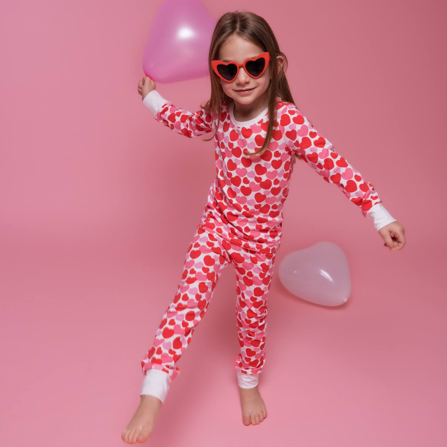 Norani Baby Kids Pajamas - red and white hearts