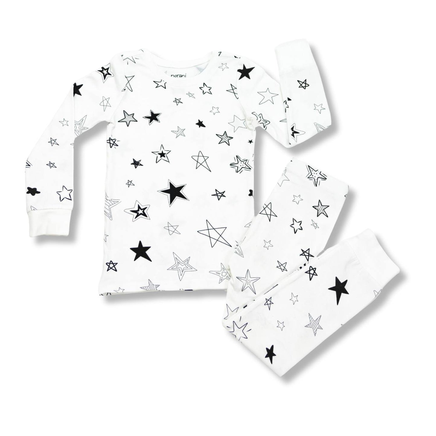 Norani Baby Kids Pajamas in Black and white stars