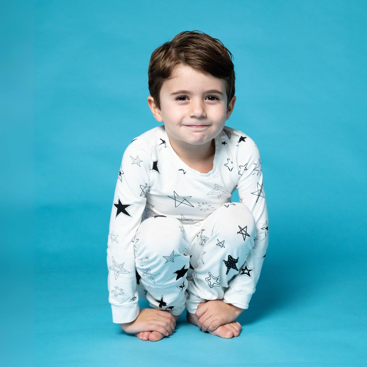 Norani Baby Kids Pajamas in Black and white stars