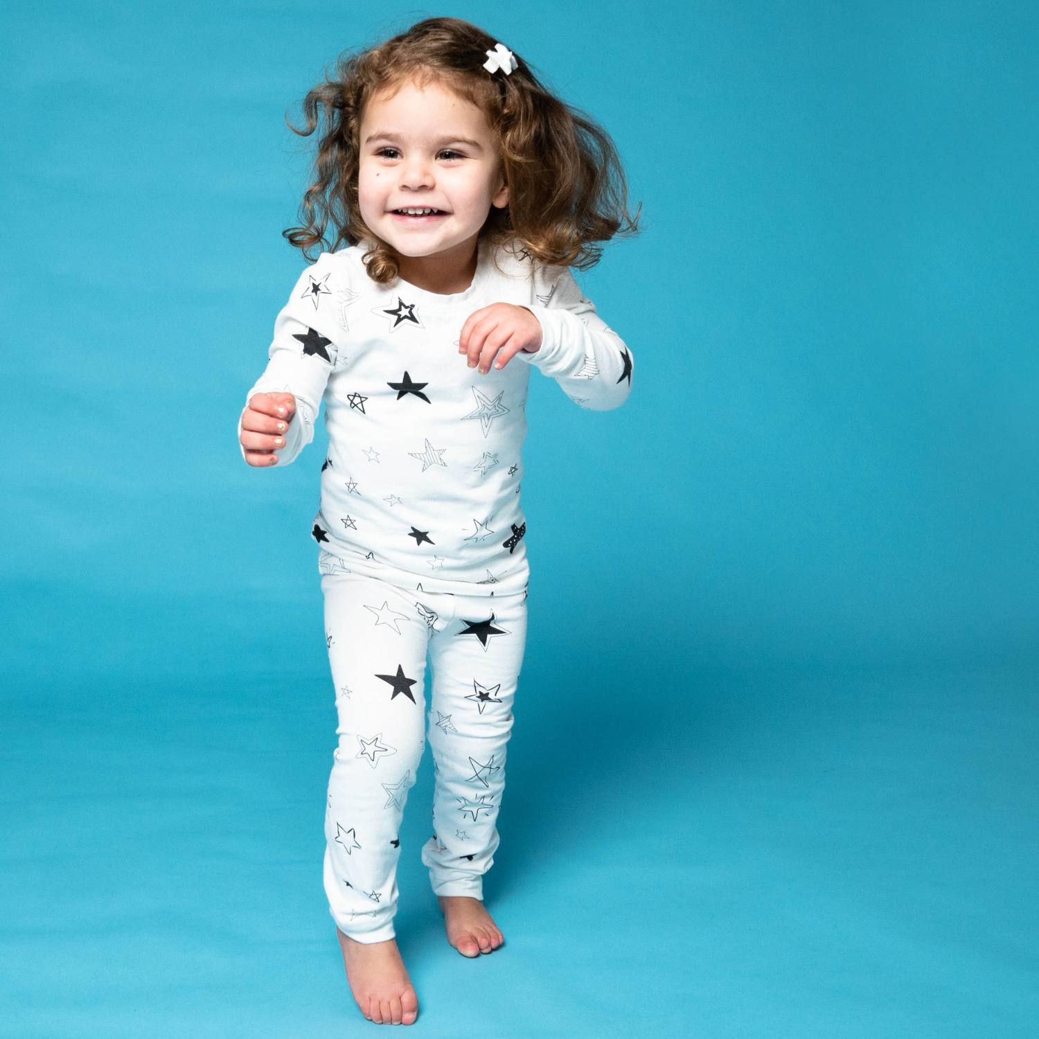 Norani Baby Kids Pajamas in Black and white stars