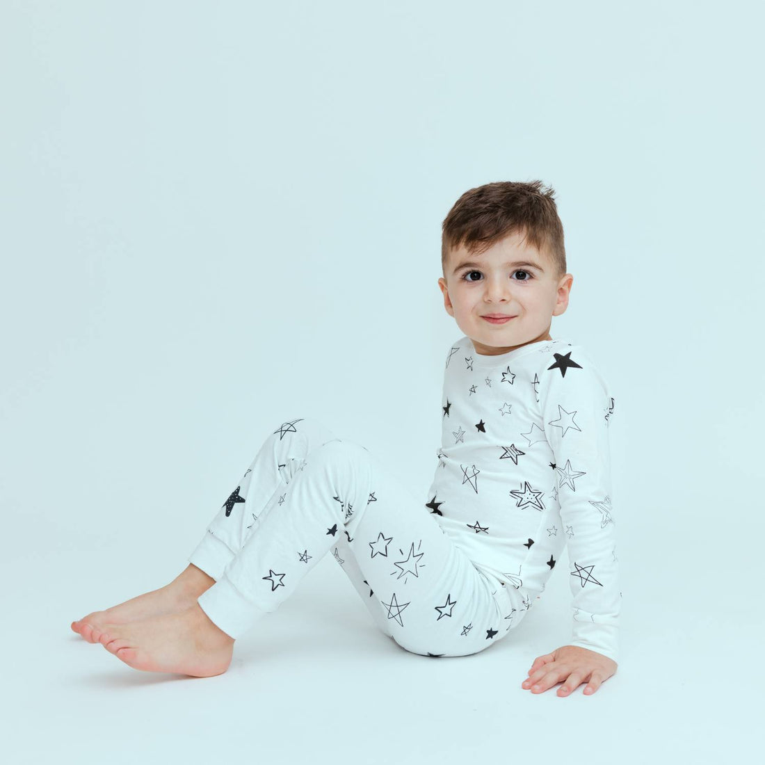 Norani Baby Kids Pajamas in Black and white stars