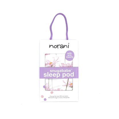 norani baby snugababe sleep pod in Pink and white petal flowers