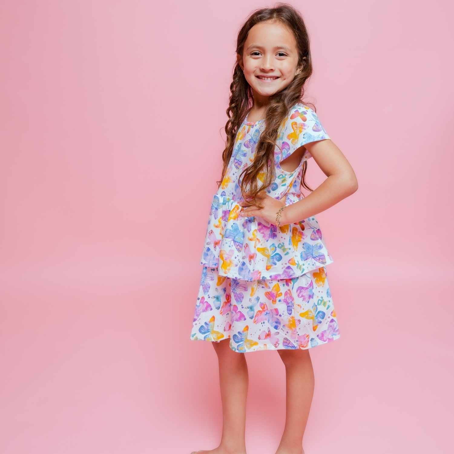 Norani Baby 2 layered Butterfly Dress With Biker Shorts