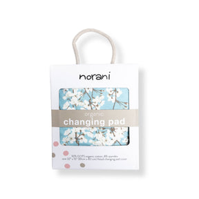 Norani Baby Changing Pad Cover in blue and white cherry blossom flowers