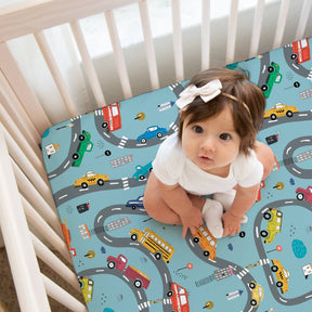 Norani Baby Crib sheet in colorful cars