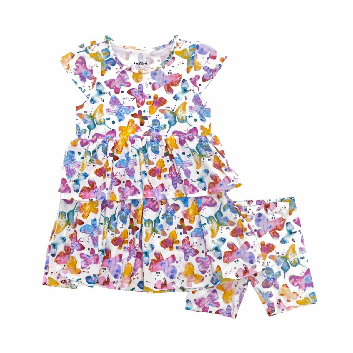 Norani Baby 2 layered Butterfly Dress With Biker Shorts