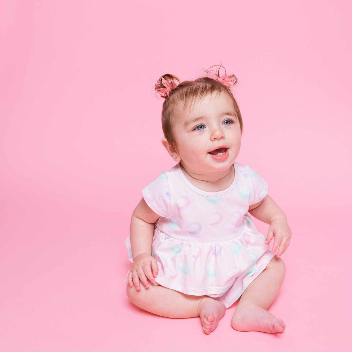 Norani Baby Pink Macaron Dress With Bloomers