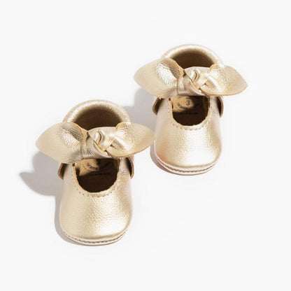 Platinum Knotted Bow Baby Shoe - Norani Baby