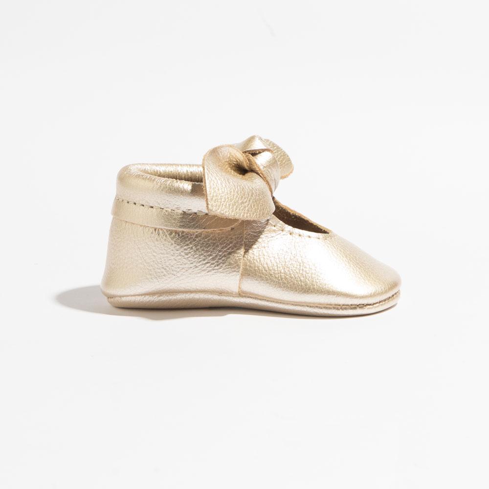 Platinum Knotted Bow Baby Shoe - Norani Baby