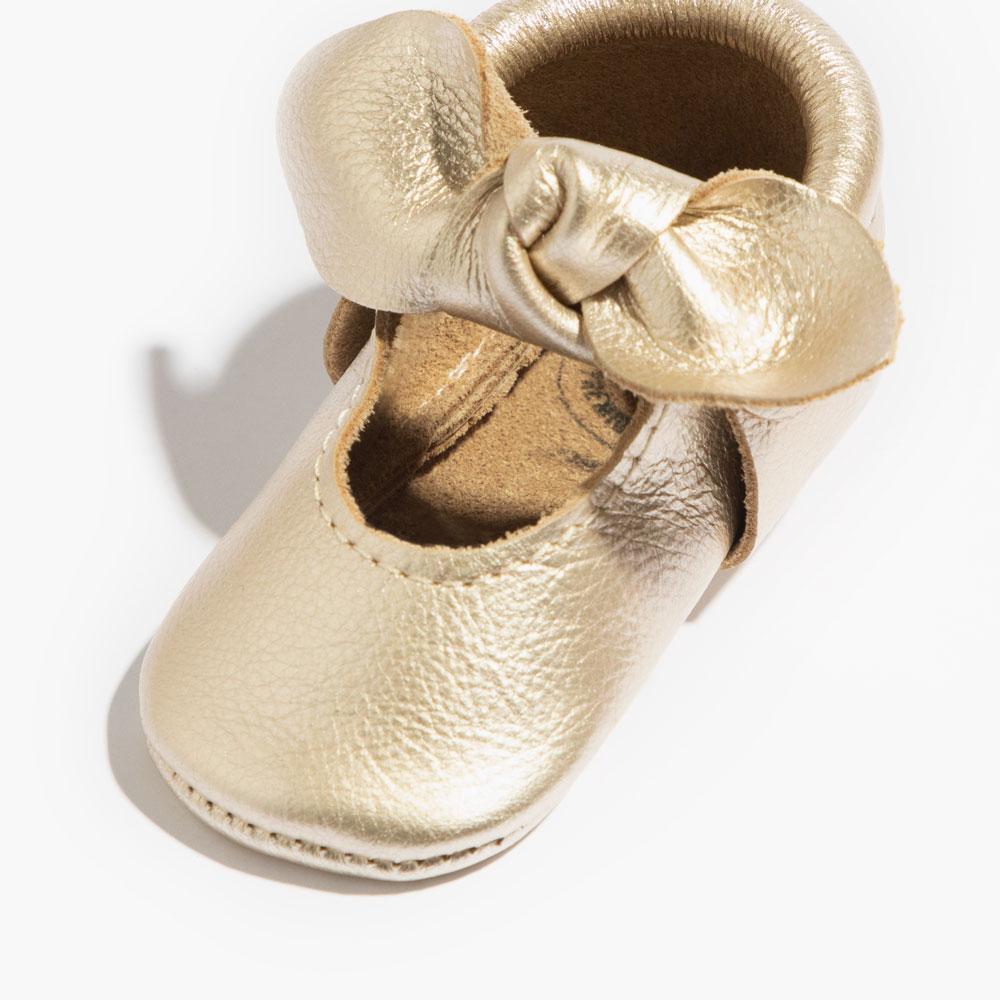Platinum Knotted Bow Baby Shoe - Norani Baby