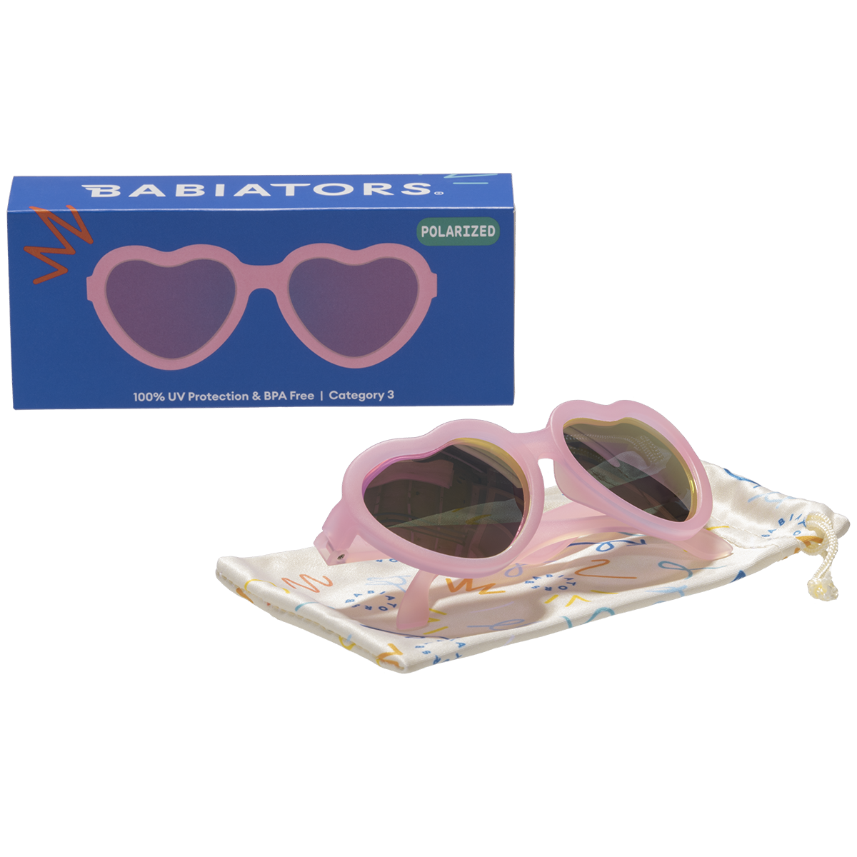Frosted Pink Heart | Polarized Purple Mirrored Lenses