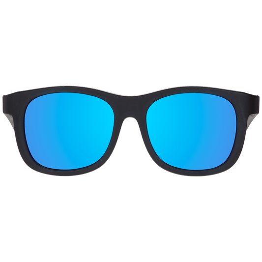 Jet Black Navigator | Polarized Cobalt Blue Mirrored Lenses