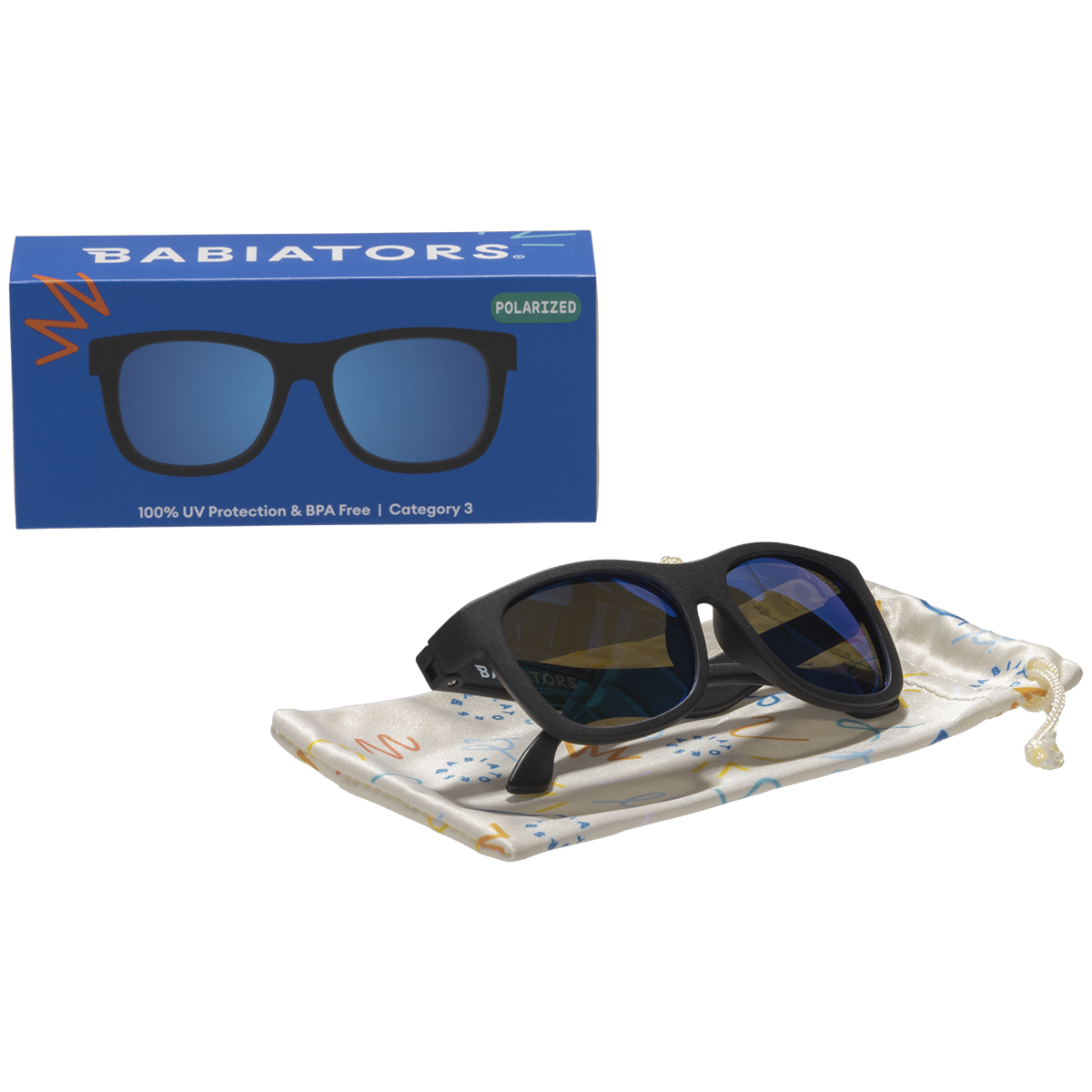 Jet Black Navigator | Polarized Cobalt Blue Mirrored Lenses