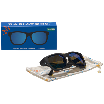 Jet Black Navigator | Polarized Cobalt Blue Mirrored Lenses