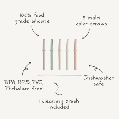 Silicone Replacement Straws - 5 Pack - Norani Baby