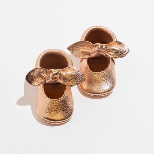 Rose Gold Knotted Bow Baby Shoe - Norani Baby