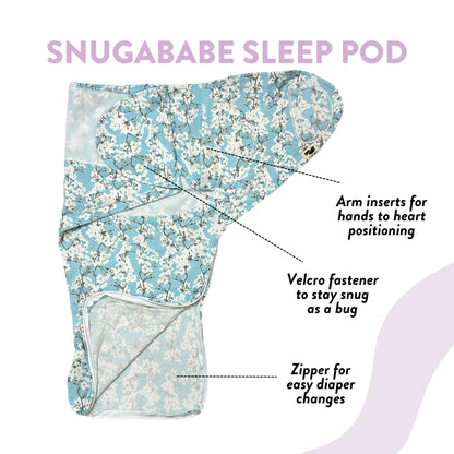 Norani Baby Snugababe Swaddle Pod in cherry blossoms