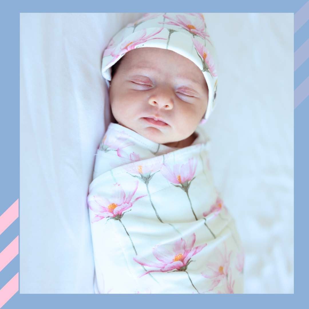 norani baby snugababe sleep pod in Pink and white petal flowers