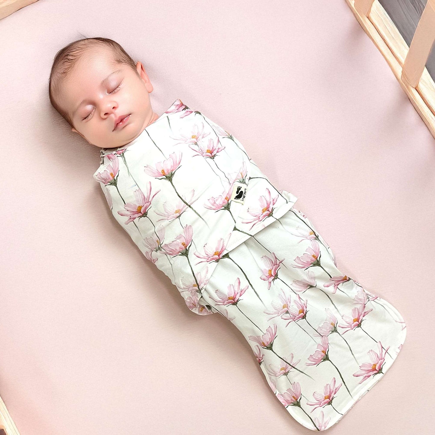 snugababe swaddle pod in pink petals