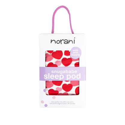Norani Baby Snugababe Swaddle Pod in Red and Pink Hearts